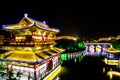 Qingming riverside in Kaifeng, known as Ã¢â¬ÅShui XiÃ¢â¬Â, is beautifully lighted a night